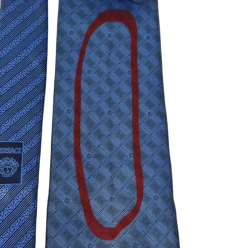 Versace Navy Abstract Pattern Tie - Picture 7 of 10